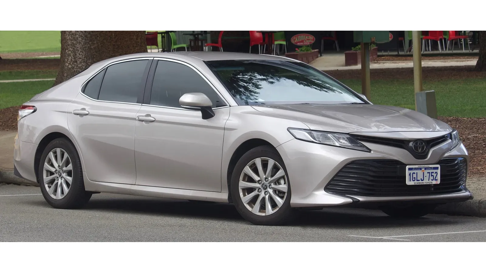 Toyota Camry front three-quarter view — SeaTac CONRAC rental model gallery